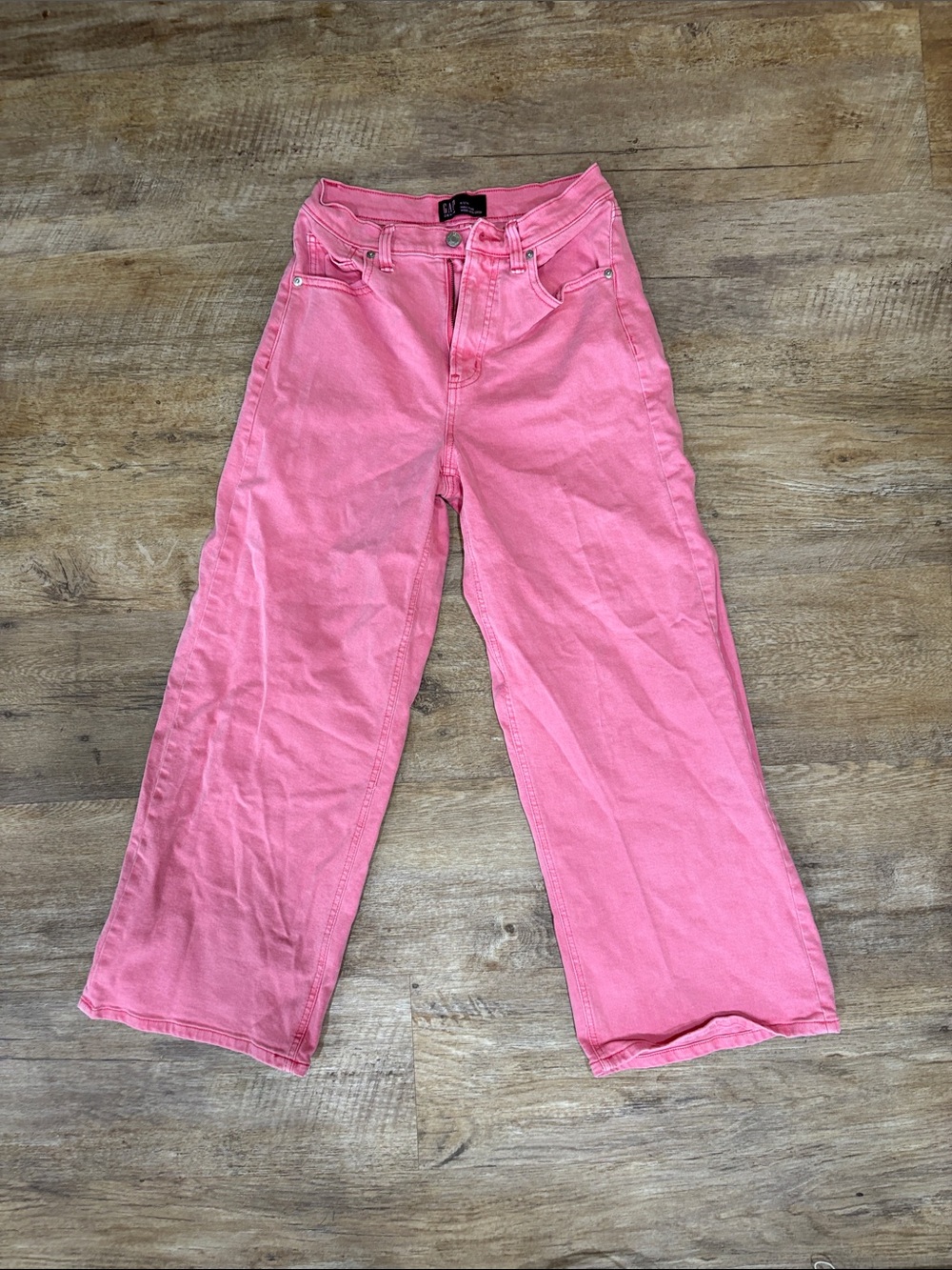 GAP Pink High Rise Wide Leg Crop Jeans Size 4 27R